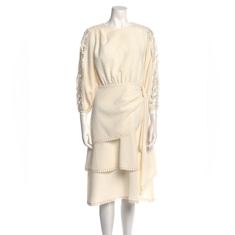 Sachin + Babi Gemma Midi Seersucker Dress Sz 6 Antique White - Picture 2 of 15